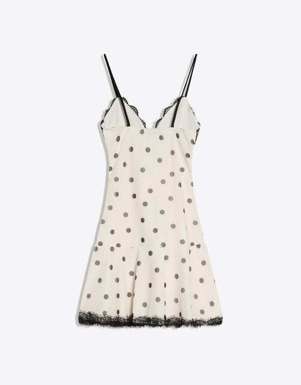 Midnight Polka Lace Slip Dress