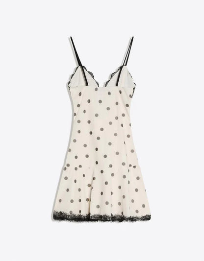 Midnight Polka Lace Slip Dress