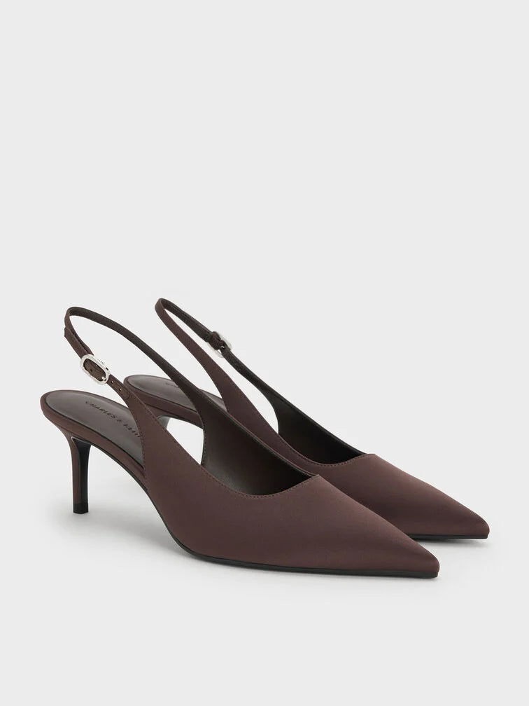 Kaia Patent Slingback Pumps - Chalk
