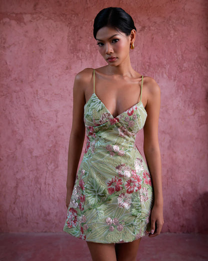 Flora dress - Floral embellished mini dress