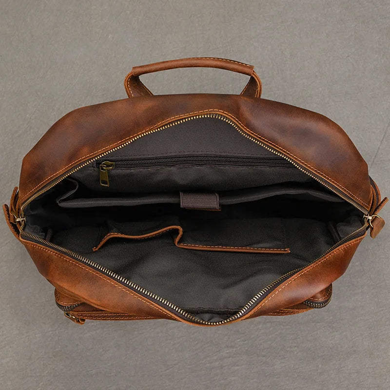 Vintage Cowhide Leather Travel Backpack