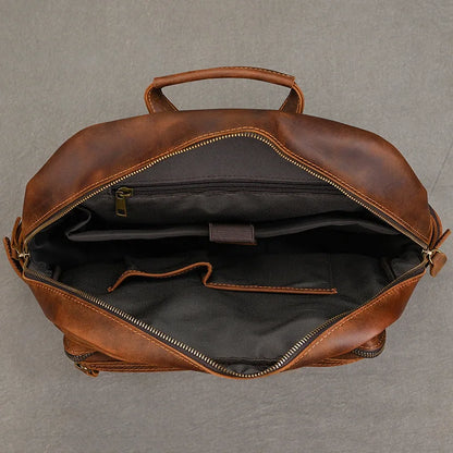 Vintage Cowhide Leather Travel Backpack