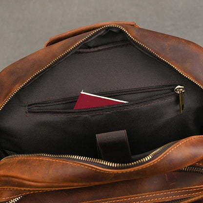 Vintage Cowhide Leather Travel Backpack