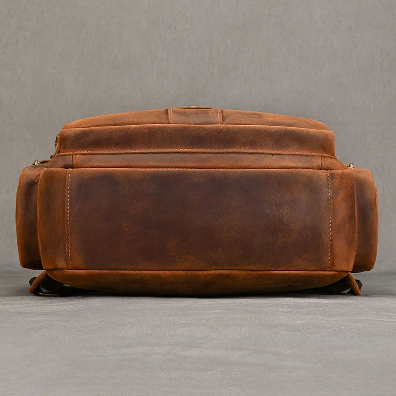 Vintage Cowhide Leather Travel Backpack