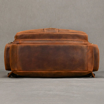 Vintage Cowhide Leather Travel Backpack