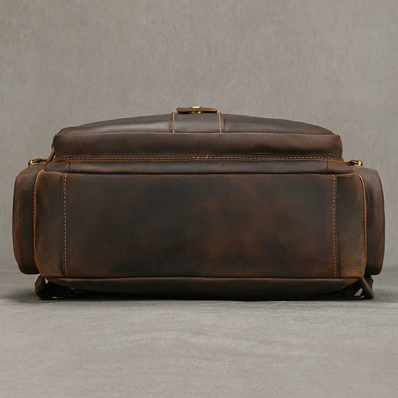 Vintage Cowhide Leather Travel Backpack