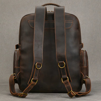Vintage Cowhide Leather Travel Backpack