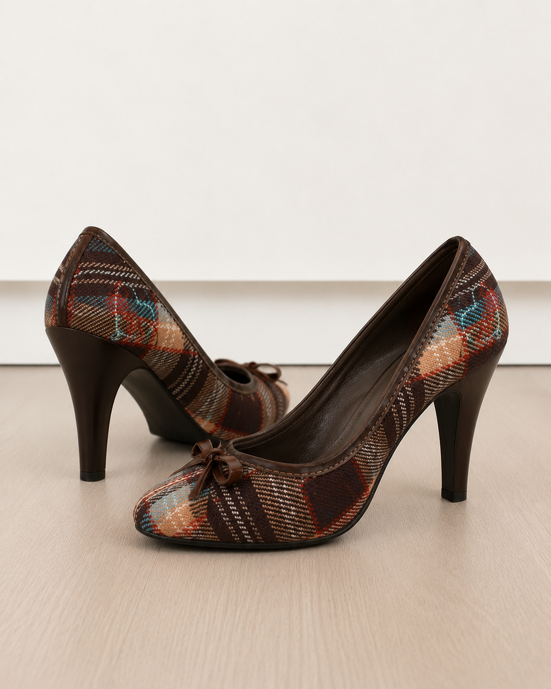 Vintage Plaid Bow Heels