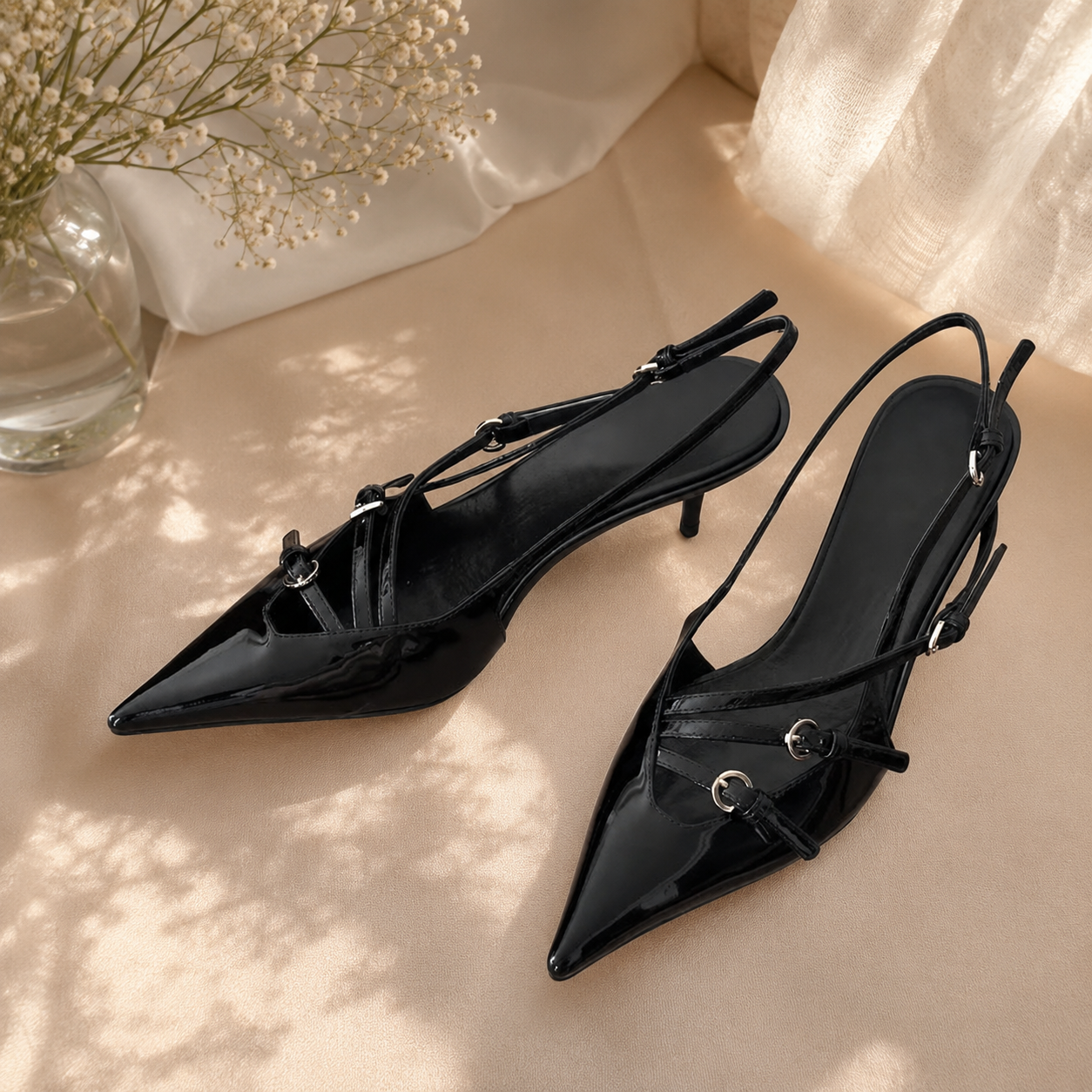 Midnight Luxe Slingback Heels
