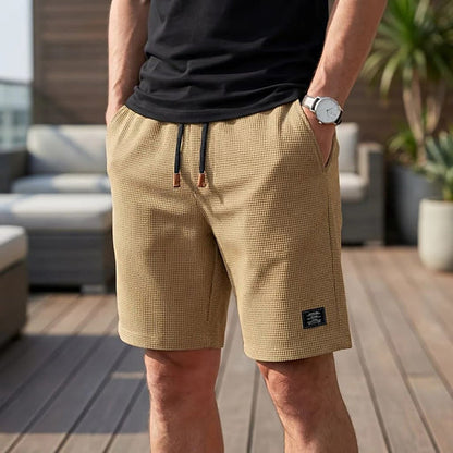 Textured drawstring casual shorts