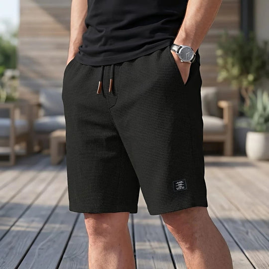 Textured drawstring casual shorts