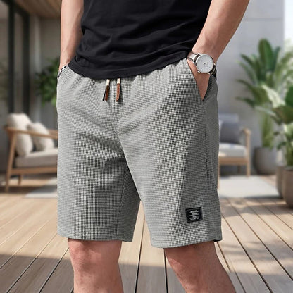 Textured drawstring casual shorts