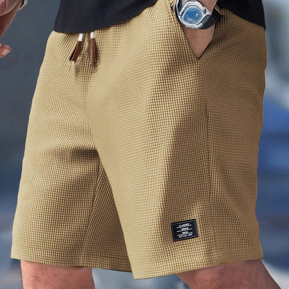 Textured drawstring casual shorts